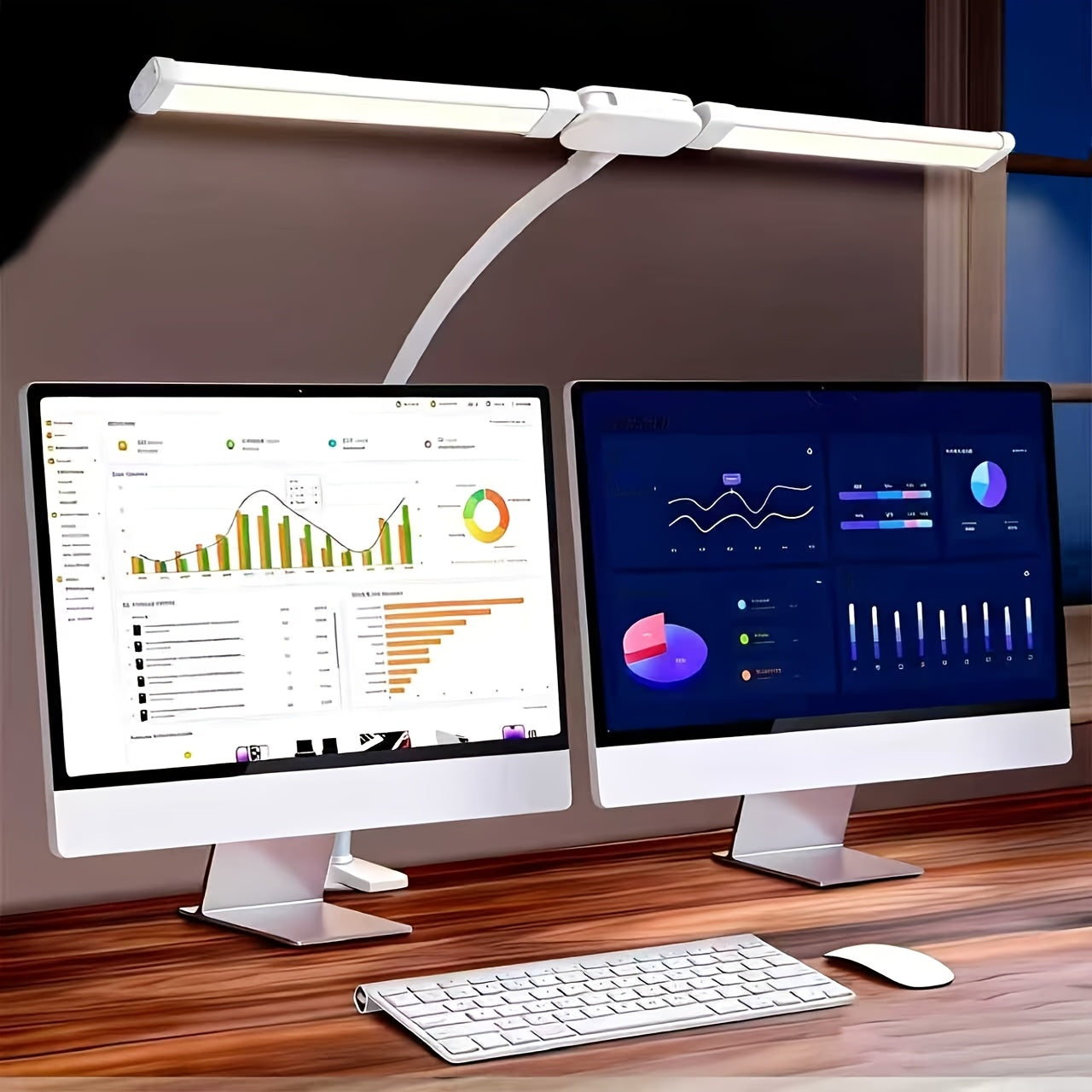 LUXLITE - Versatile USB Dual-Head LED Desk Lamp with Adjustable Neck
