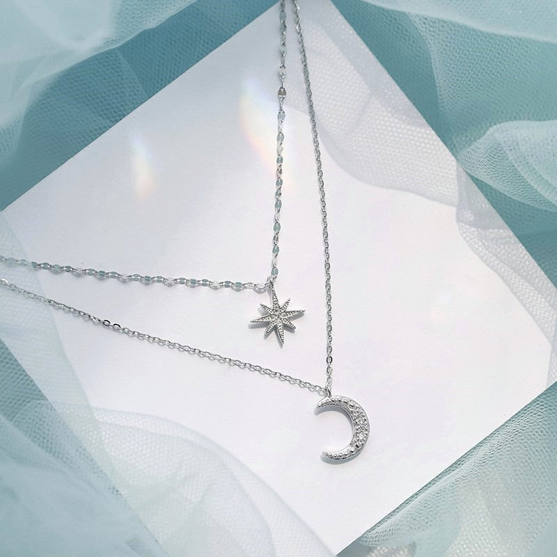 Celestial Embrace Necklace in Luminous Silver