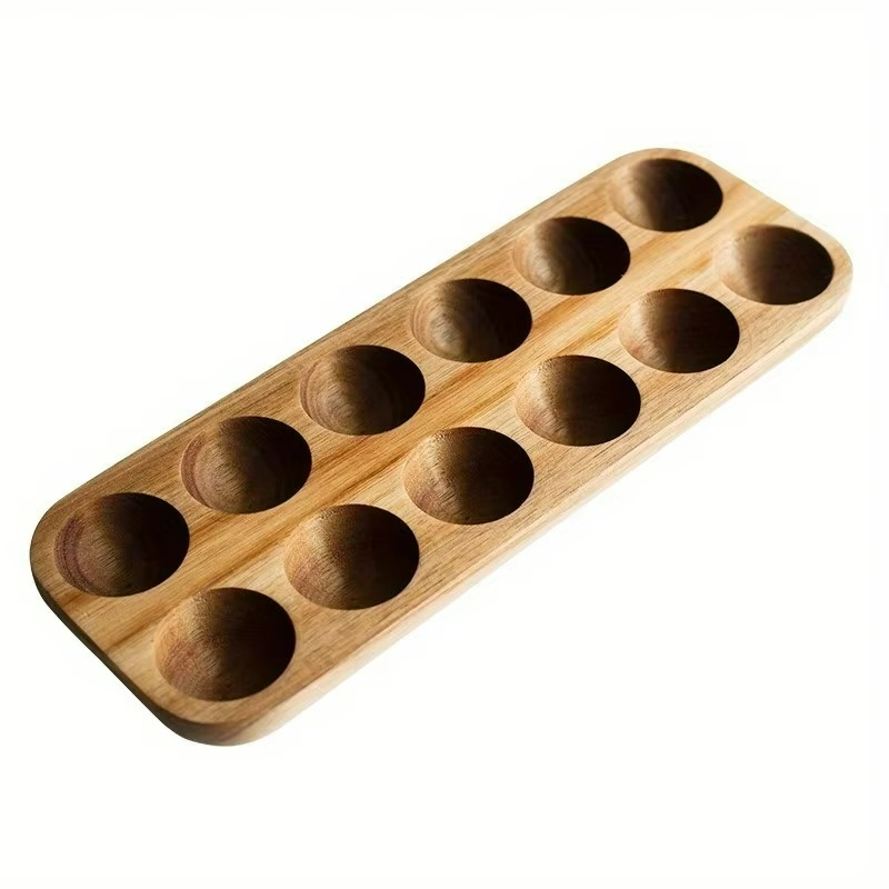 Elegant Acacia Wood Egg Holder for Kitchen Organization