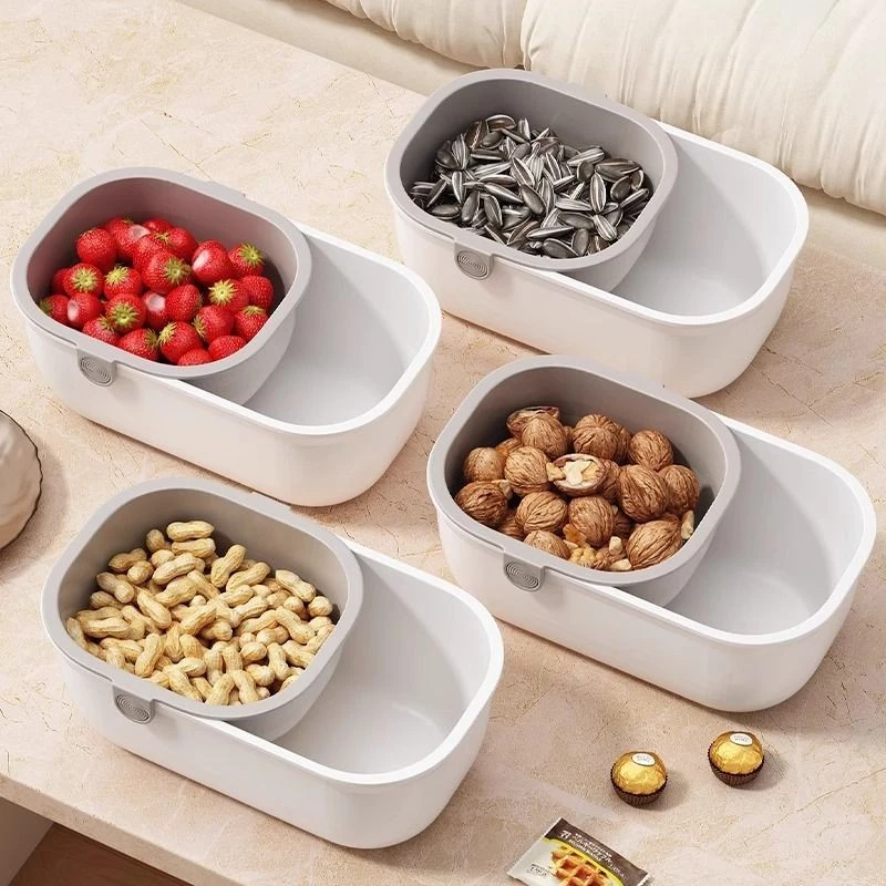 Dual Snack Bowl with Waste Compartment | 2-Tier Snack Organizer