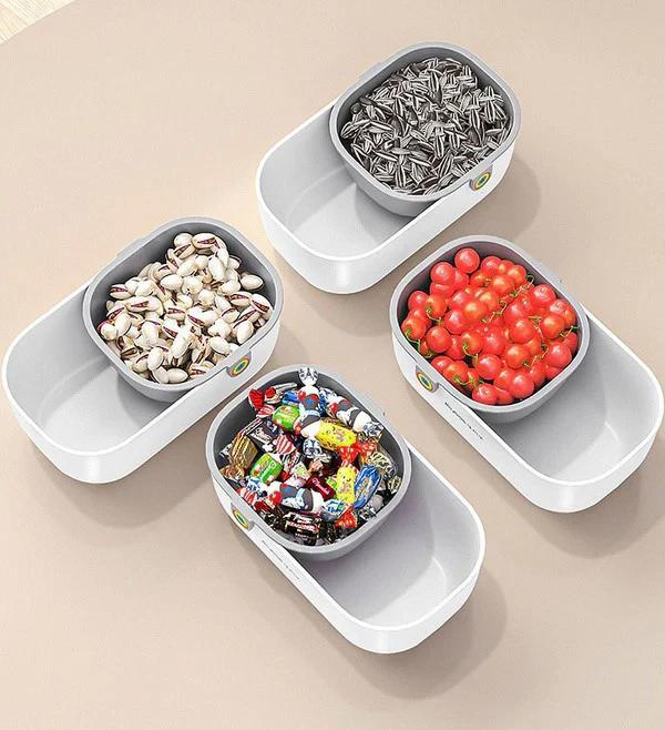 Dual Snack Bowl with Waste Compartment | 2-Tier Snack Organizer