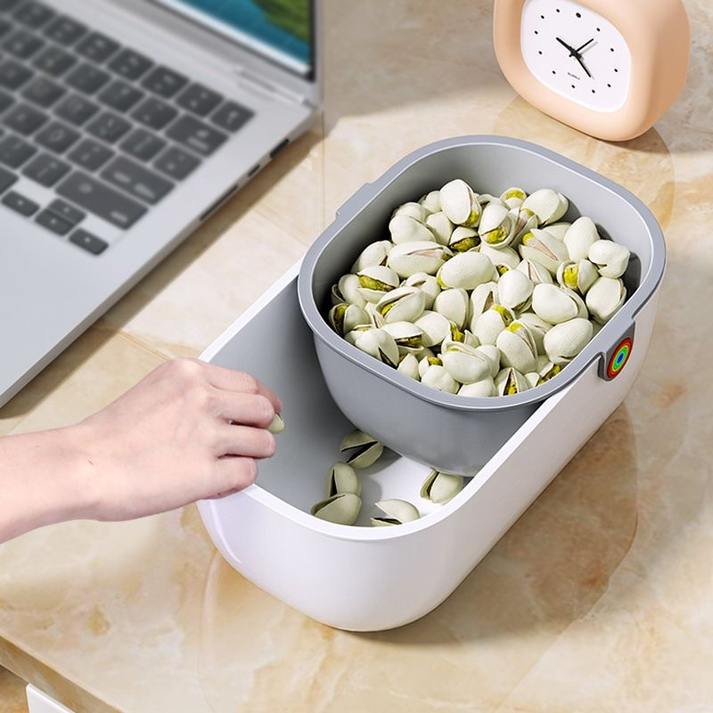 Dual Snack Bowl with Waste Compartment | 2-Tier Snack Organizer