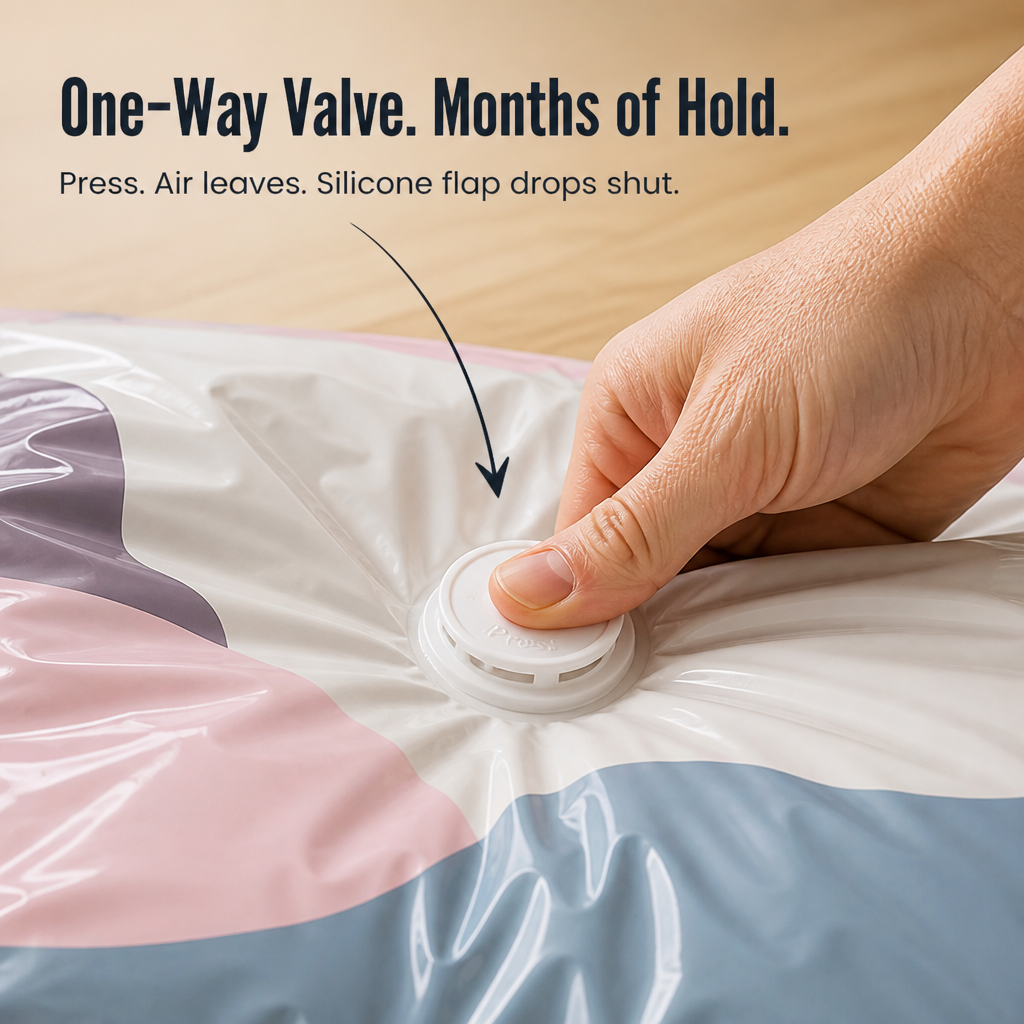 SwiftSpace™ — Compress Comforters, Coats & Bedding Down to One-Fifth Their Size, No Pump Needed