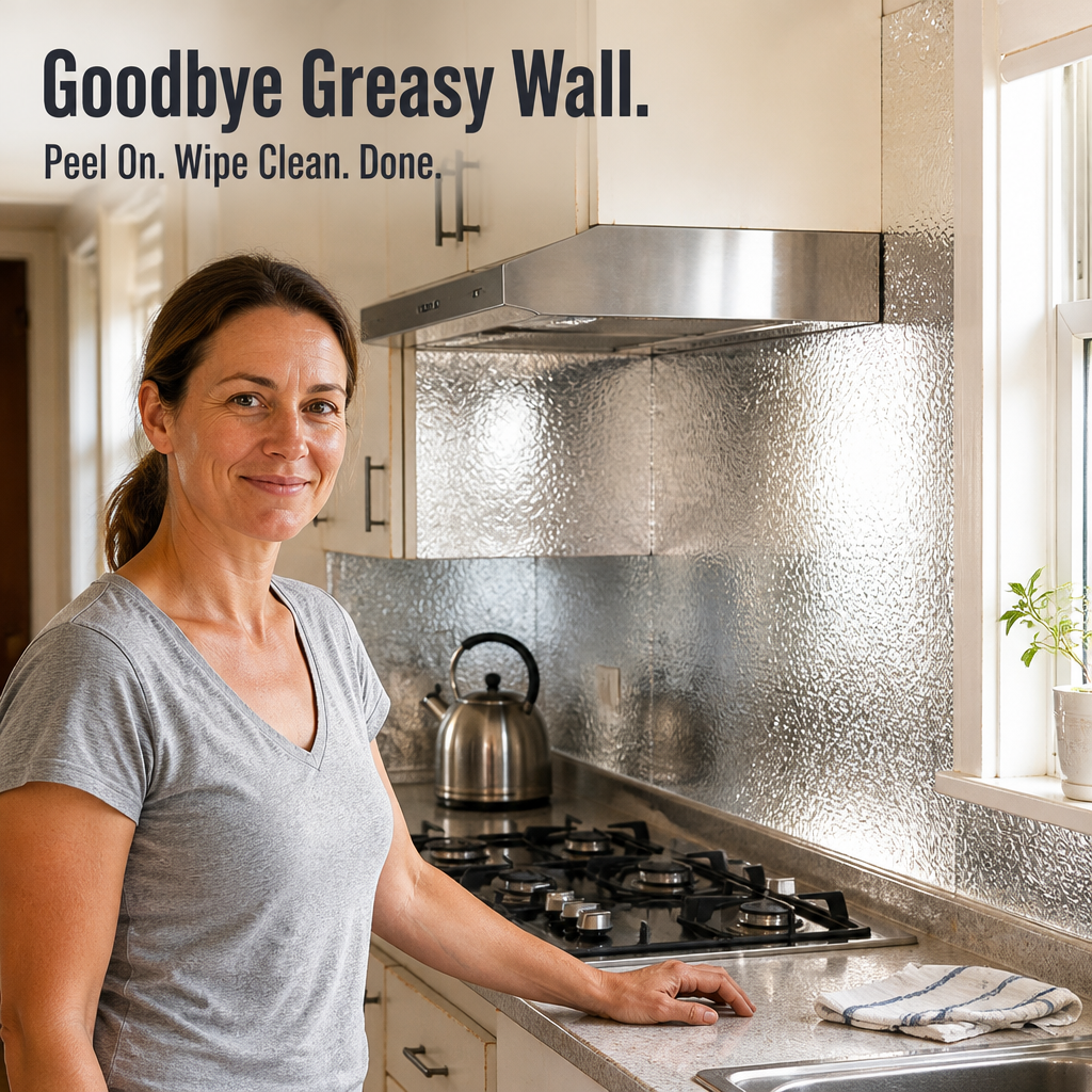 ShieldGuard™ — Protect Greasy Kitchen Walls With a Wipe-Clean Aluminum Layer