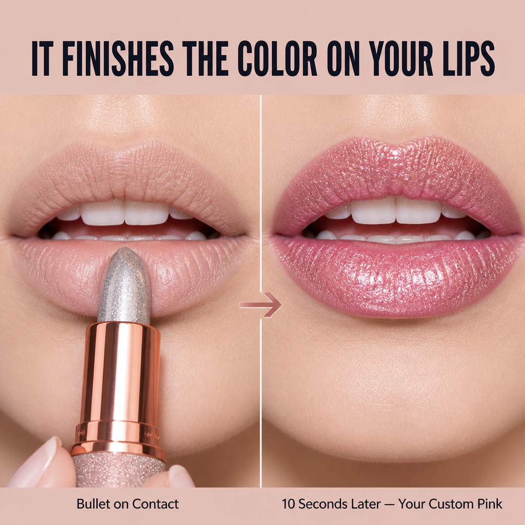 LipAura™ — See Glitter Blend Into Your Unique Pink Hue