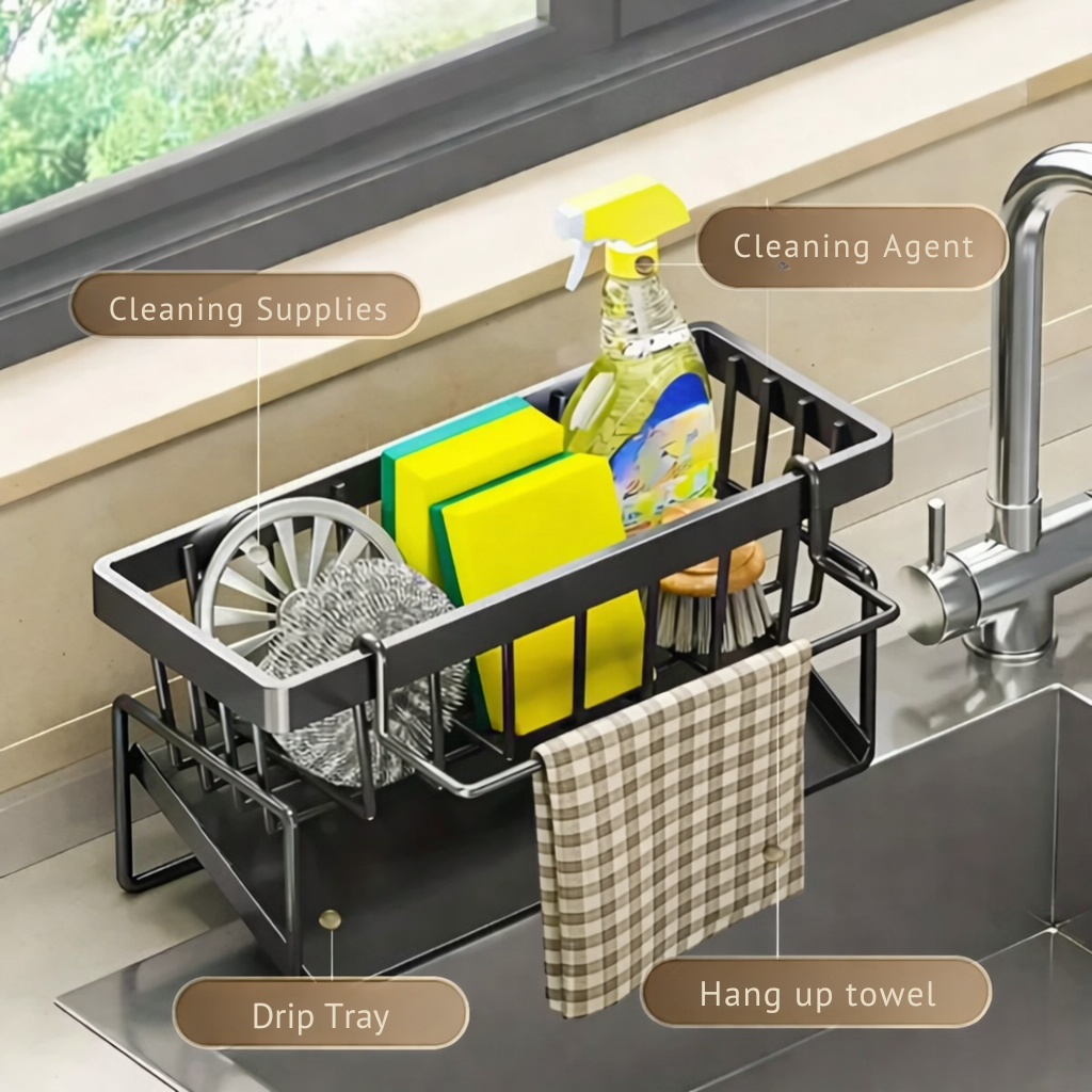Kitchen Sink Organizer | Corrosion-Resistant | Features Towel Bar | AquaRack