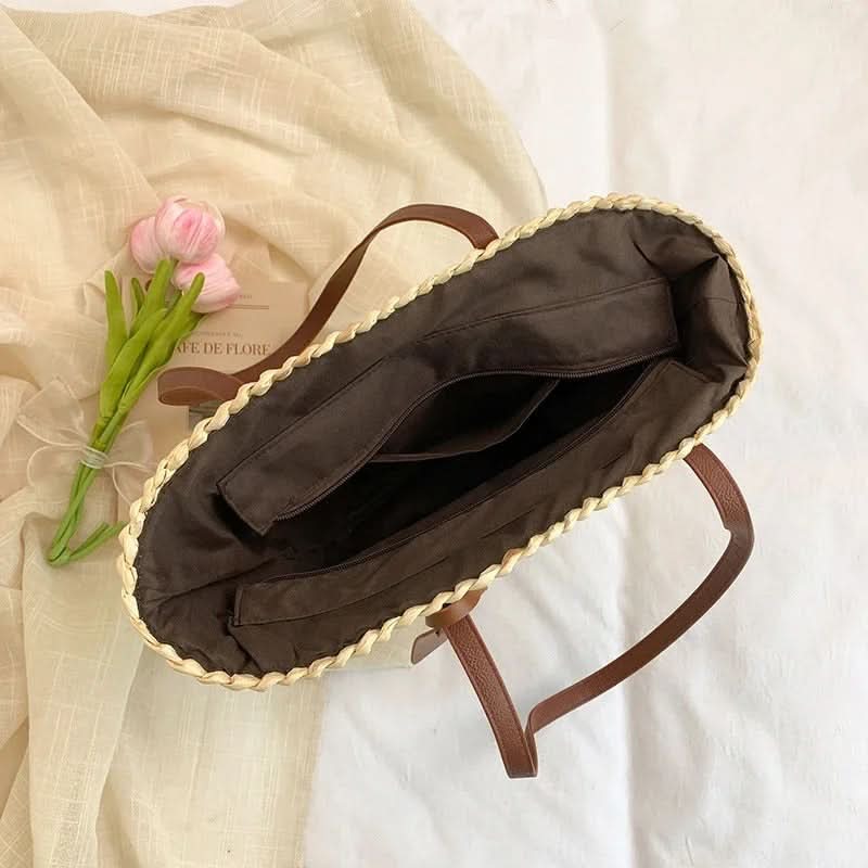 Woven Straw Tote Bag for Beach Use