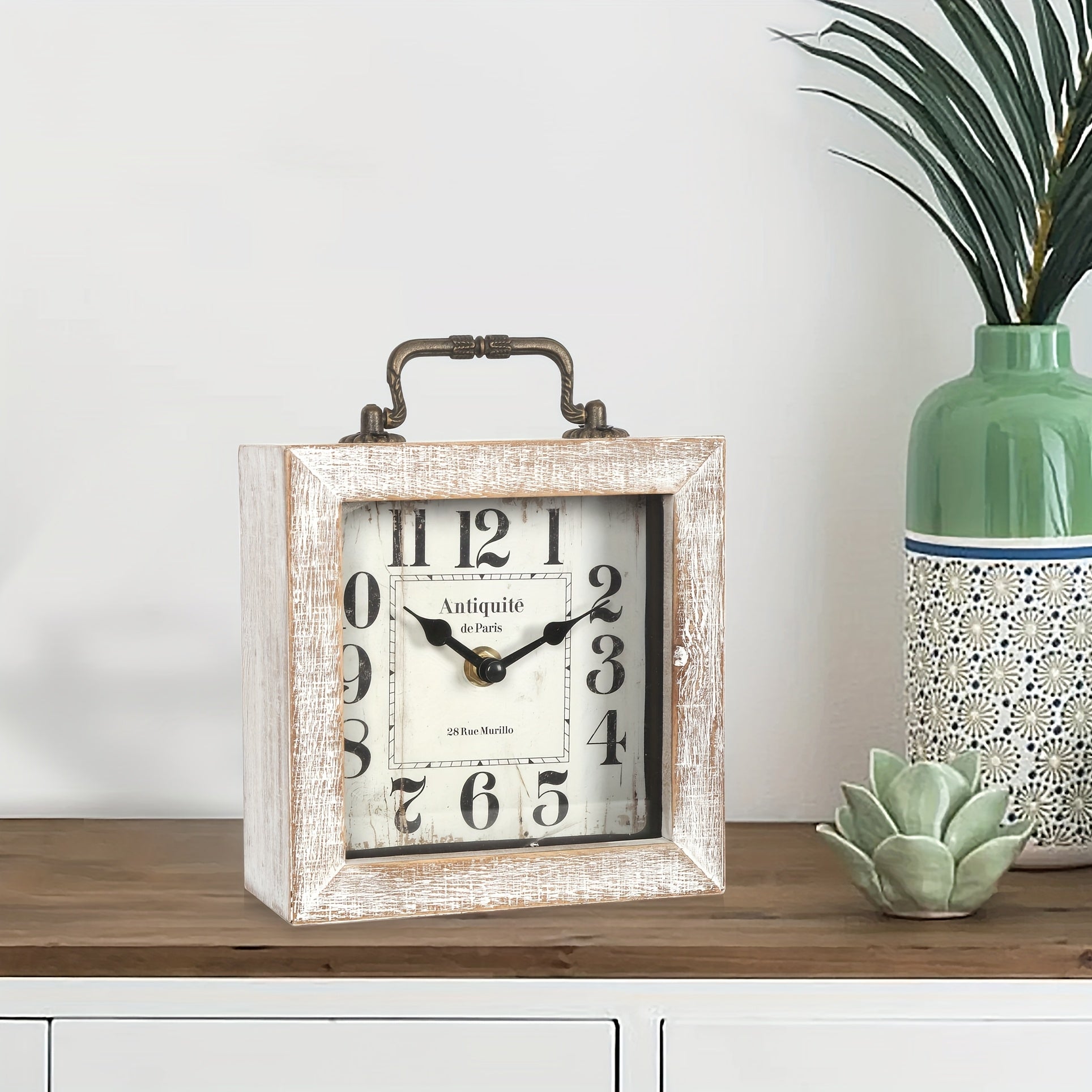 TimberNest - Charming Wooden Shelf Clock with Glass Shield