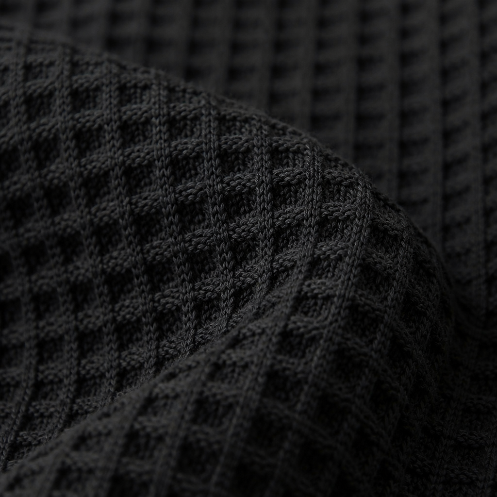 RavenaLux™ – Custom Waffle Knit Mandarin Collar Shirt and Pants Ensemble