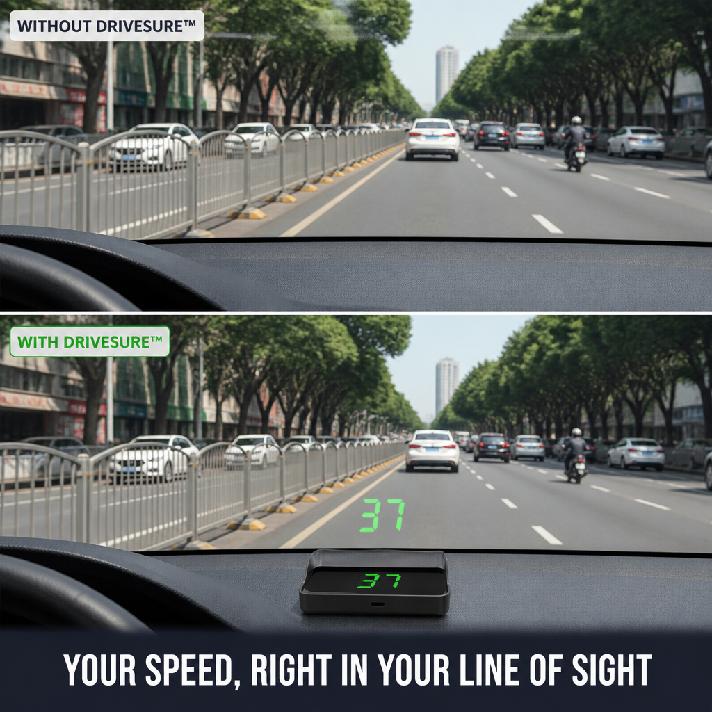 DriveSure™ GPS HUD — Display Your Actual Speed in HD Right on Your Windshield