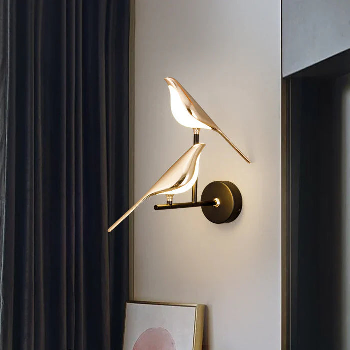 Bird Figurine Table Lamp Featuring Gold Sculpture Detail