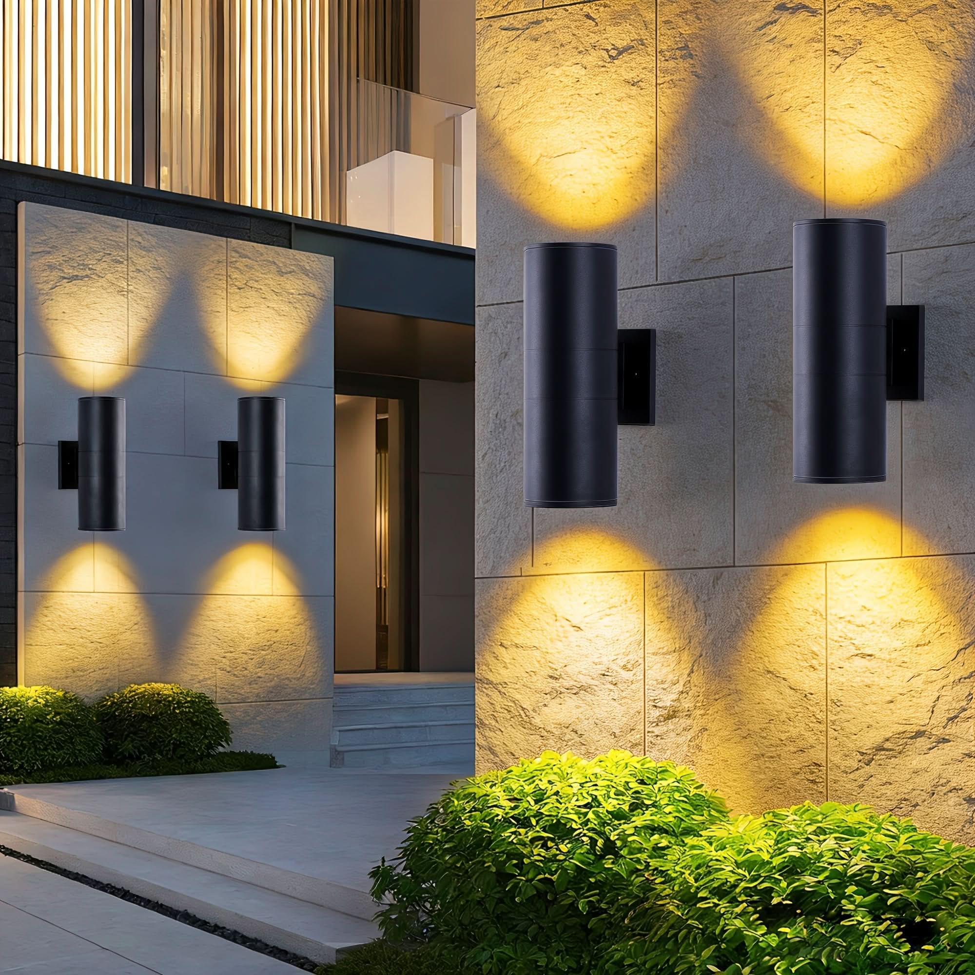 Black Outdoor Wall Light in Cylindrical Shape