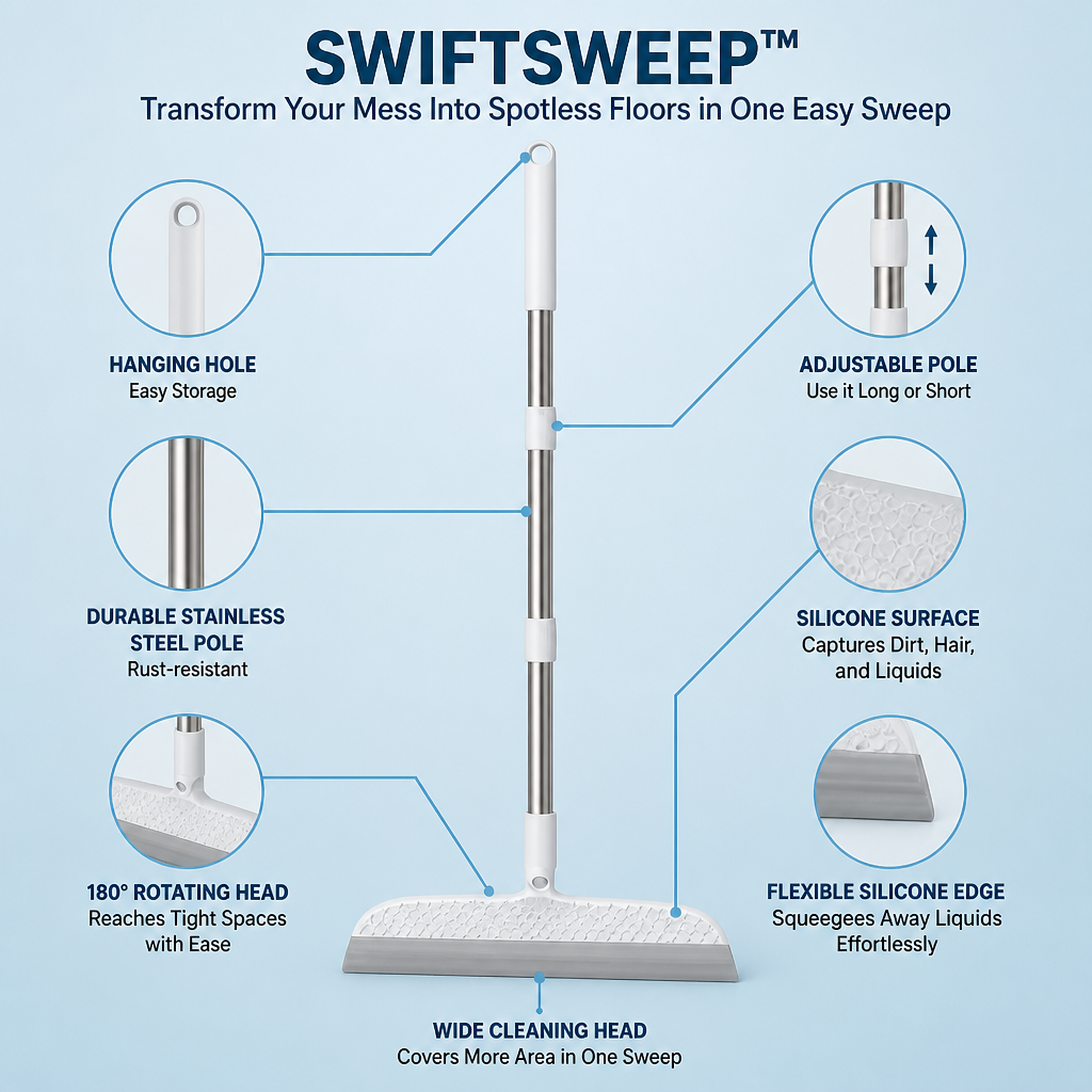 SwiftSweep™ — Transform Your Mess Into Spotless Floors in One Easy Sweep