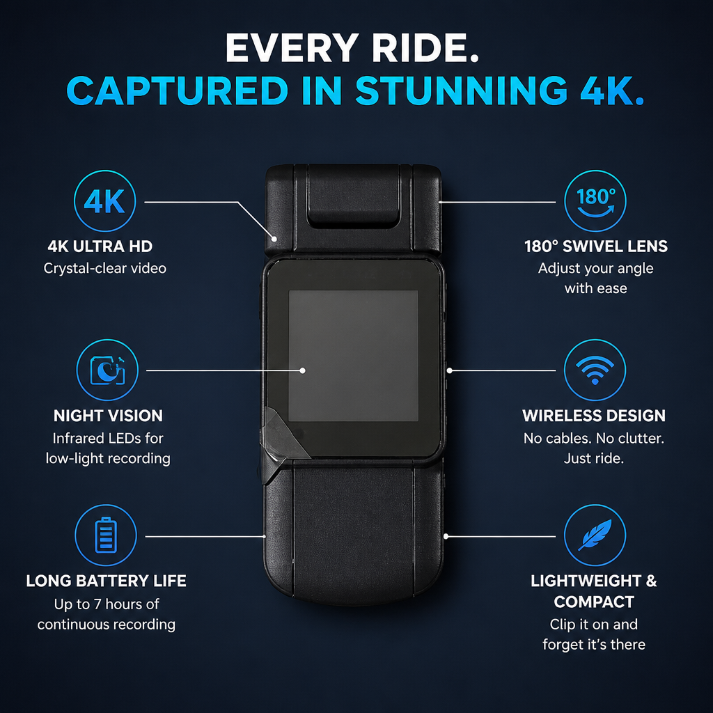 VeloVista™ — Relive Every Ride with Stunning, Night-Ready 4K Clarity