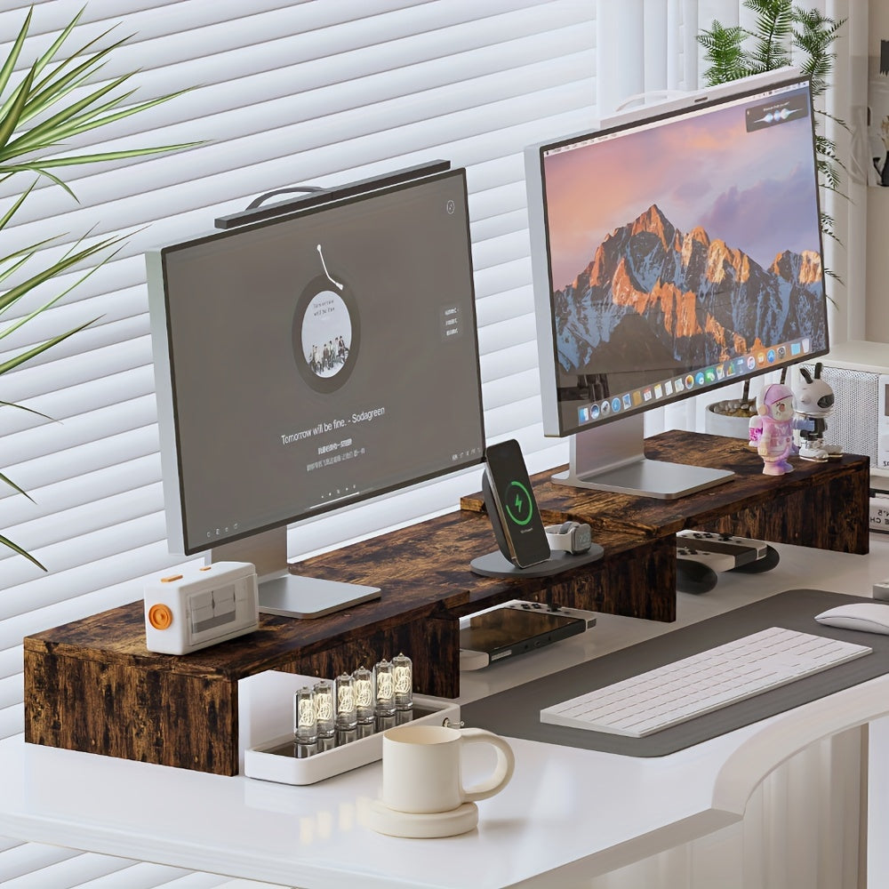 ErgoMount - Adjustable Dual Monitor Stand with Laptop Holder