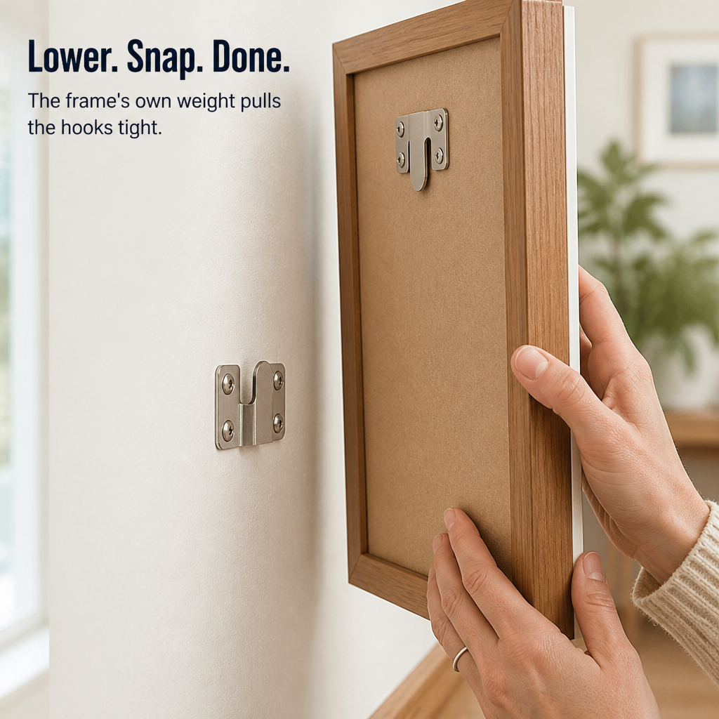 SteadiLatch™ — Lock Your Frames Perfectly Straight for Stunning, Stress-Free Walls