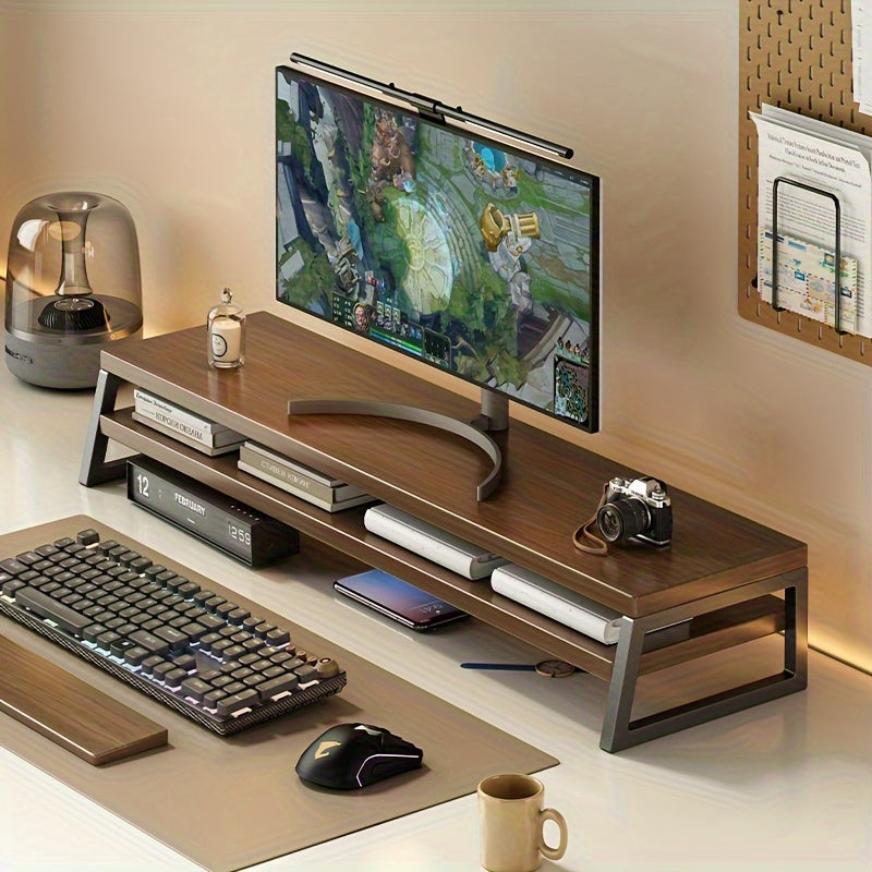 ElevatePro - Stylish Wooden Monitor Stand with Storage Solutions
