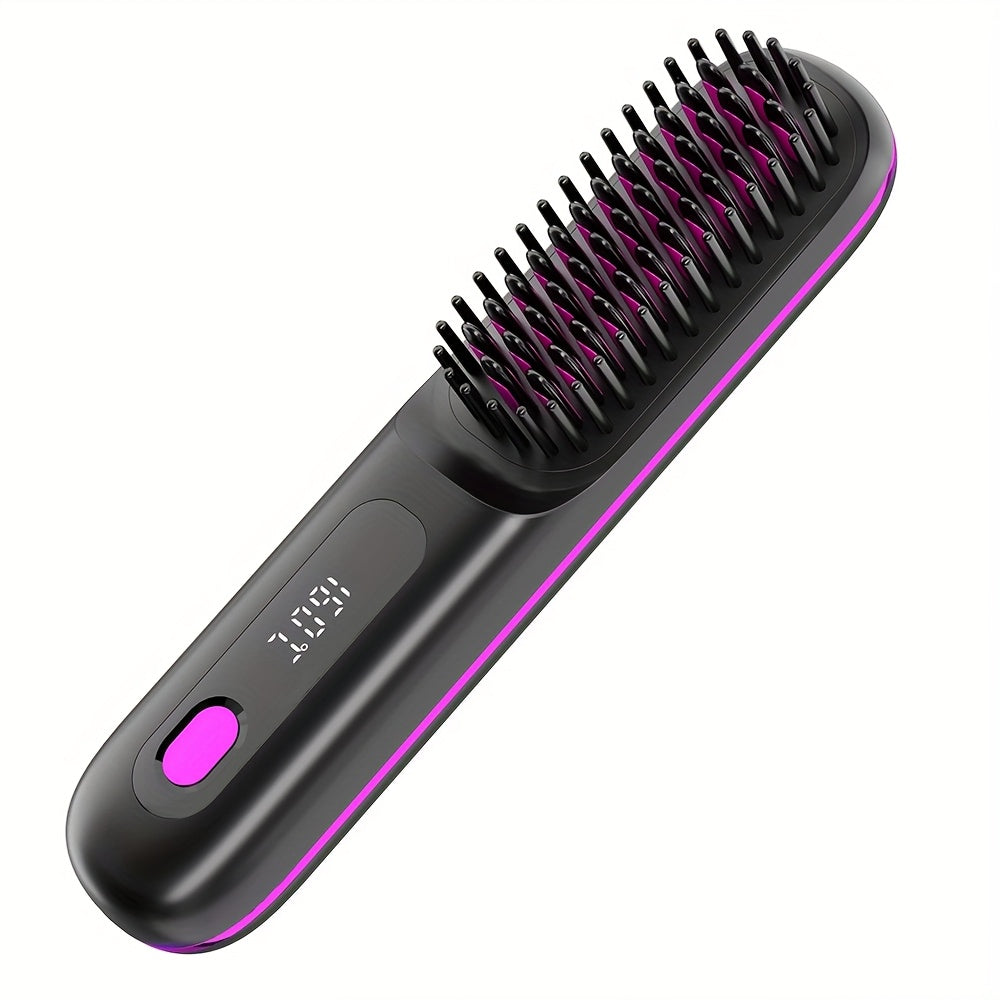 GlamWave - Portable Cordless Hair Straightening Brush with Fast Charge