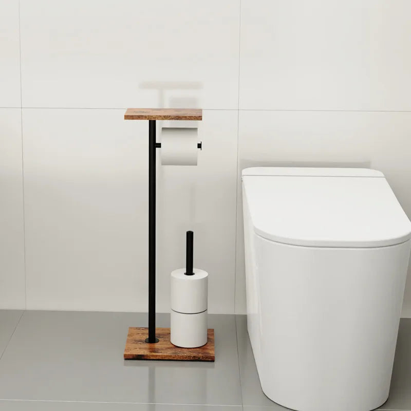 Freestanding Toilet Roll Holder | Tray for Phone and Essentials | Sturdy Stand | BathBridge
