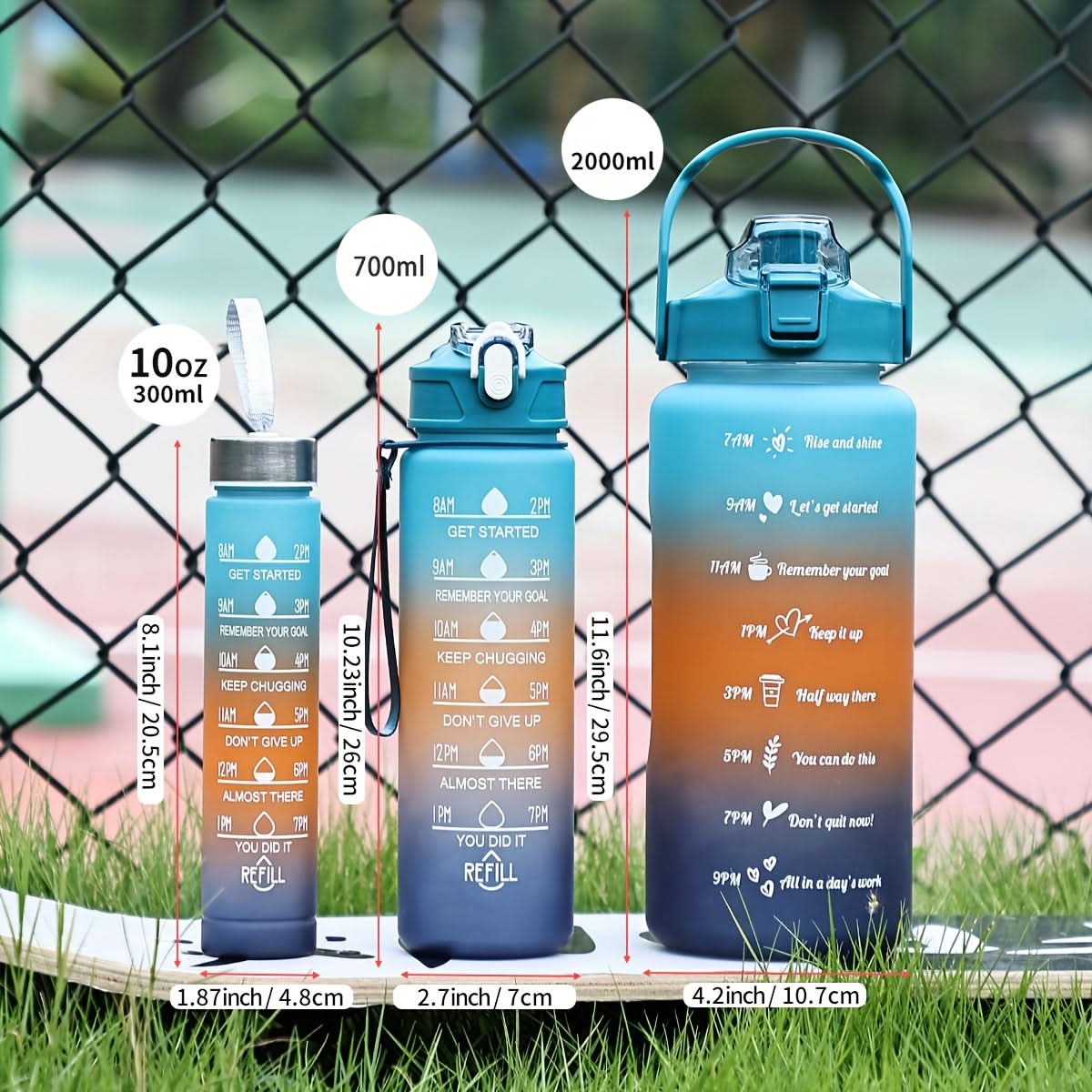 Gradient Water Bottle with Straw for Hydration