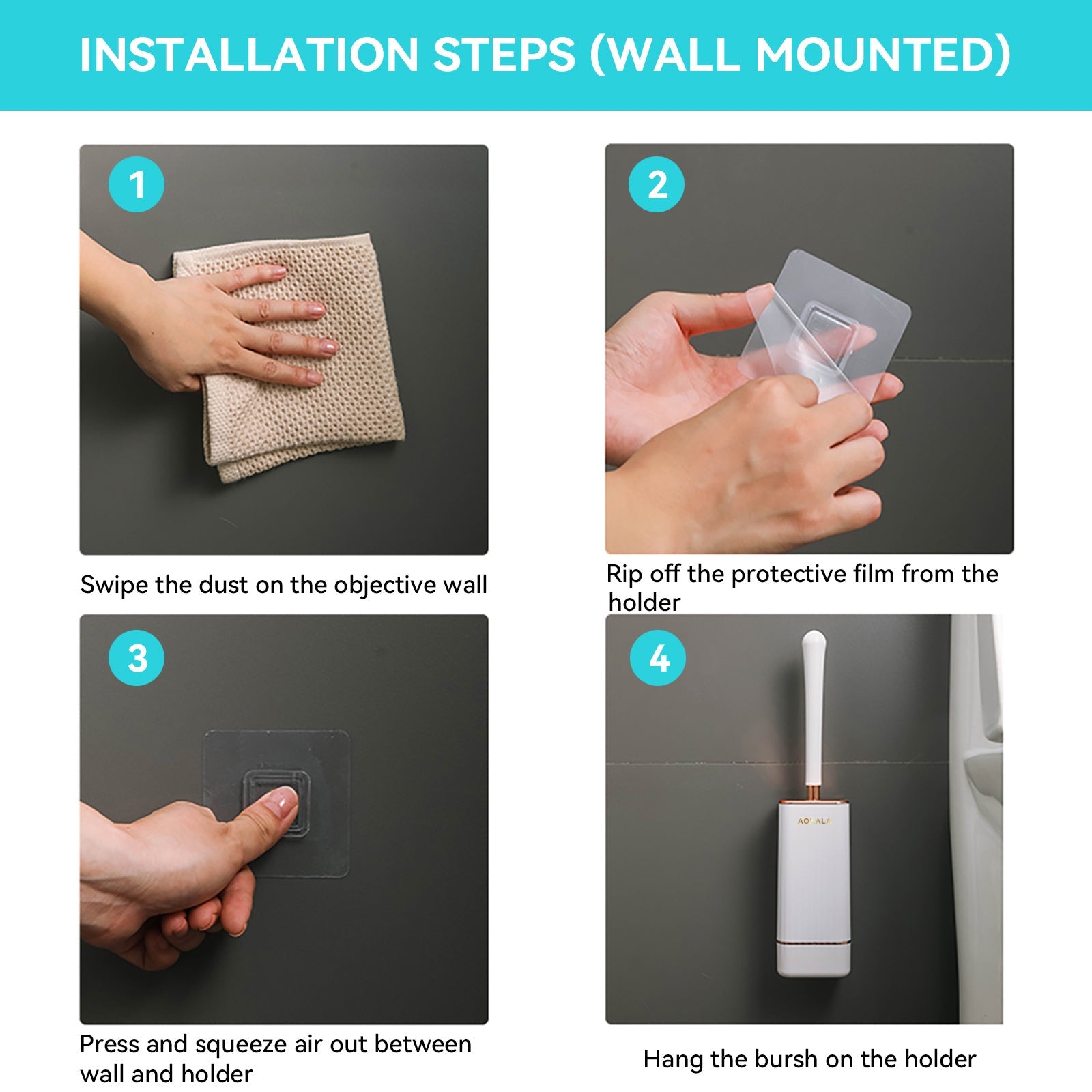 CLEANSWIFT - Sleek Bathroom Brush with Sturdy Holder