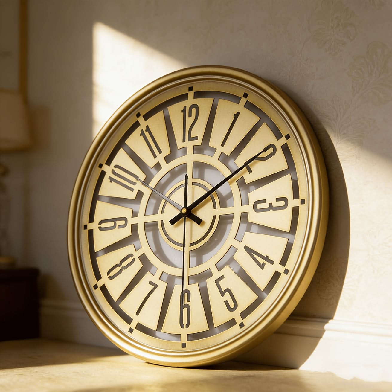15.75-Inch Silent 3D Wall Clock with Iron Frame for Contemporary Decor