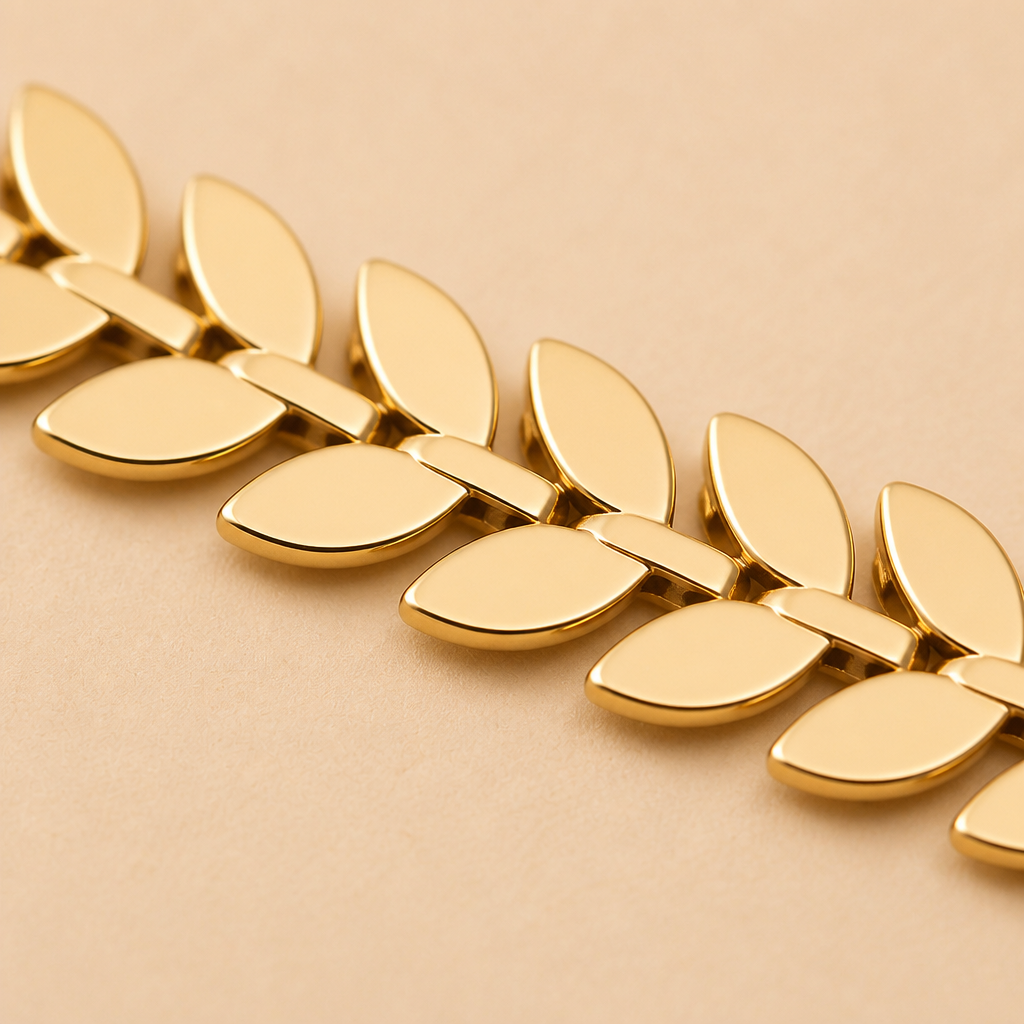 RadianceAura™ – Layered Gold-Plated Bracelet Set Featuring Pearl & Laurel Accents