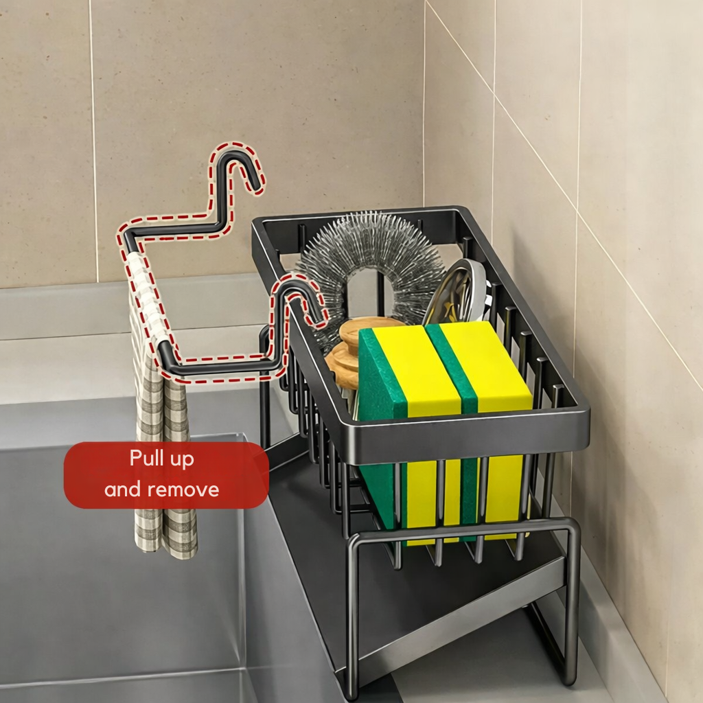 Kitchen Sink Organizer | Corrosion-Resistant | Features Towel Bar | AquaRack