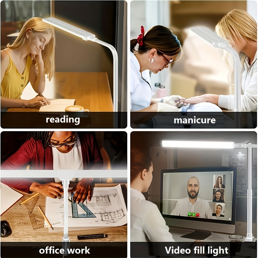 LUXLITE - Versatile USB Dual-Head LED Desk Lamp with Adjustable Neck