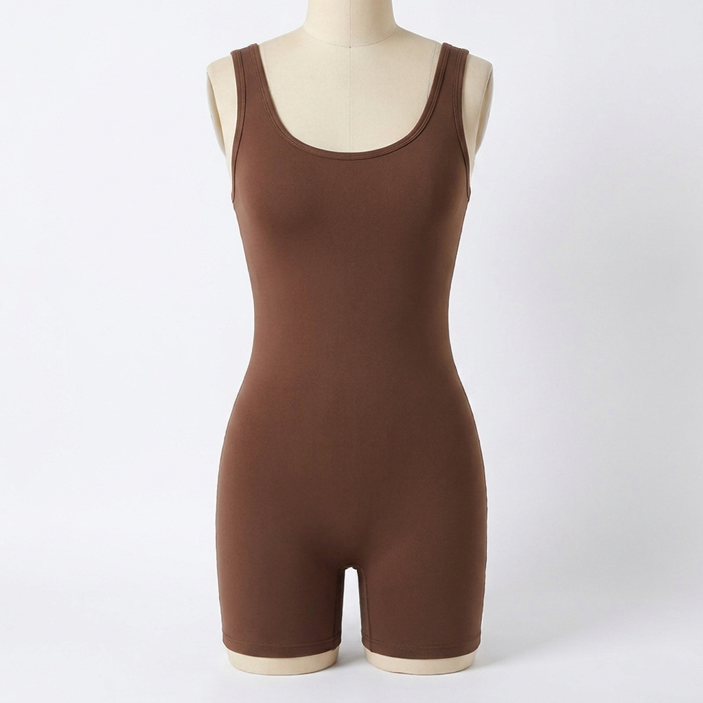 SculptAura™ – Smooth Square-Neck Contouring Bodysuit with Mid-Thigh Length