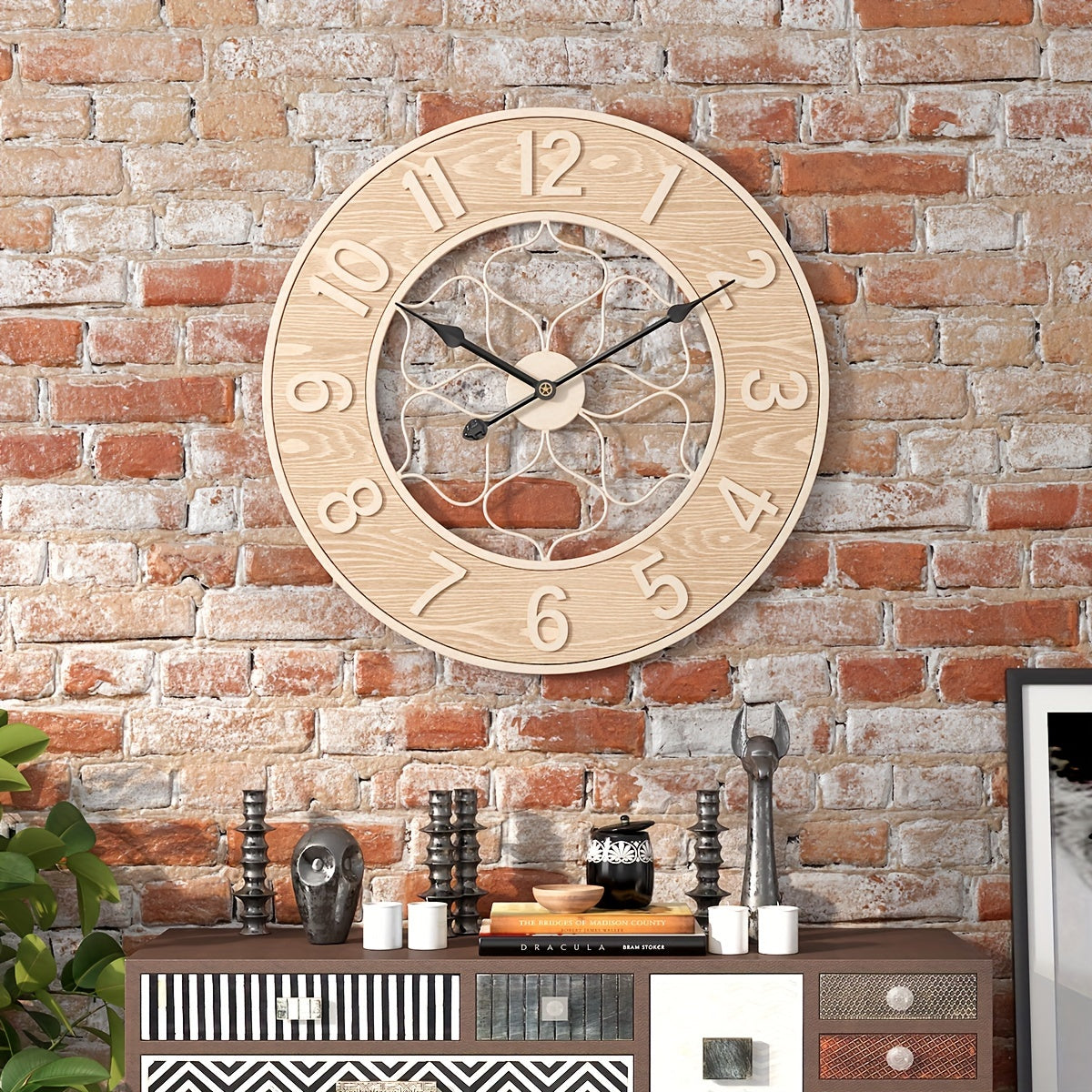 Rustic Elegance Wall Clock – Unique Iron & Wood Design