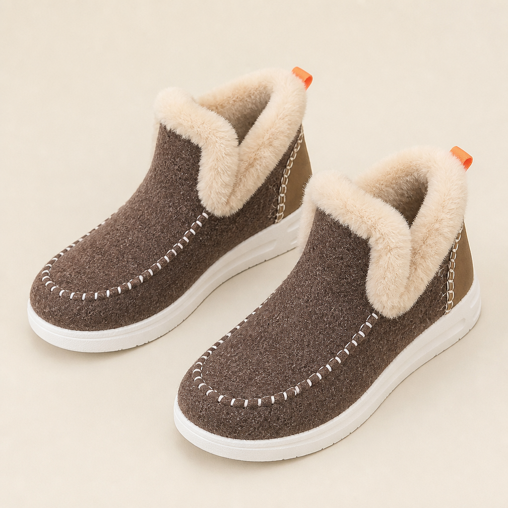 StrideEase™ – Warm Faux Fur-Lined Slip-On Winter Boots