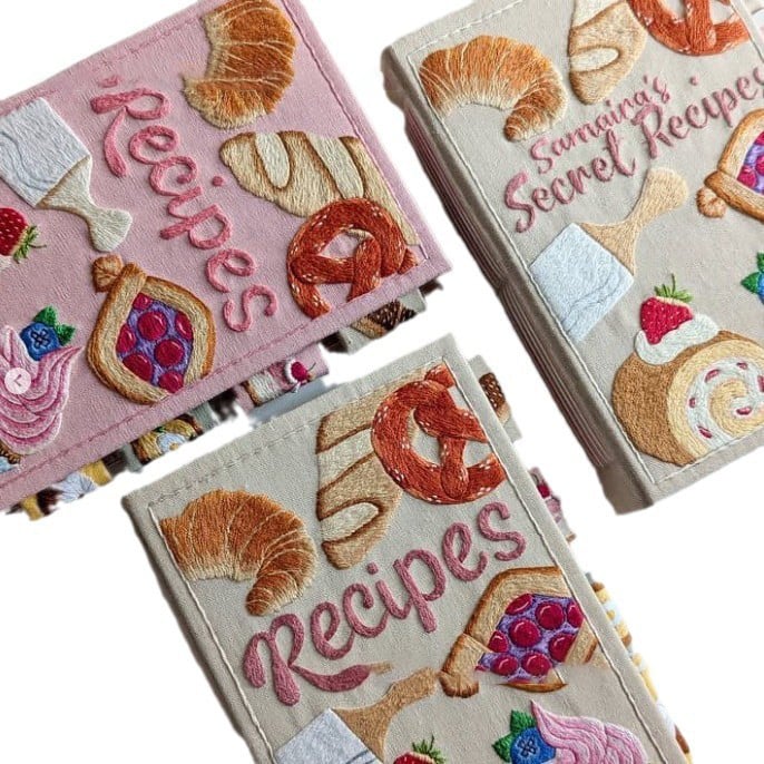 Notebook | Handmade Recipe Journal | Embroidered Fabric Cover | RecipeHeart