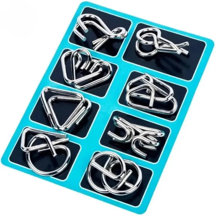 Interlocking Metal Puzzle Collection — Perfect for Christmas & Game Nights 8-Piece Set
