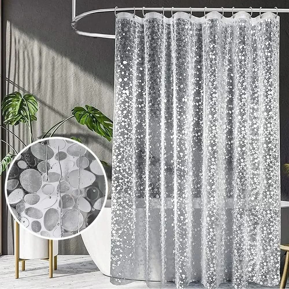 Waterproof Shower Curtain with Pebble Pattern – Clear Design