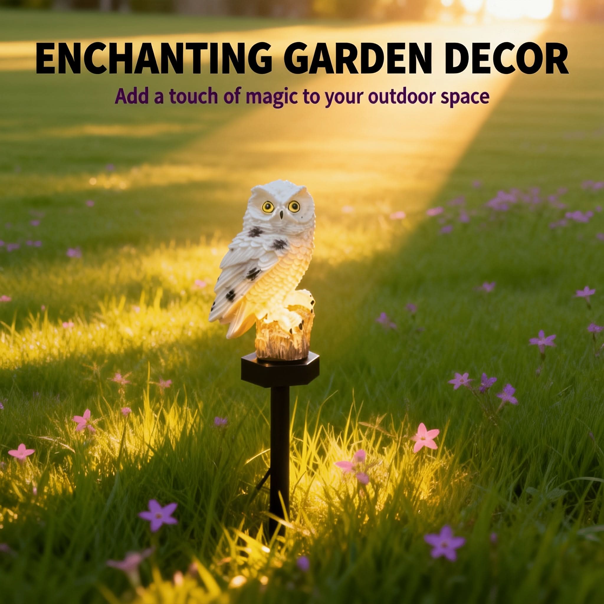 Garden Owl Statue Light with Solar LED