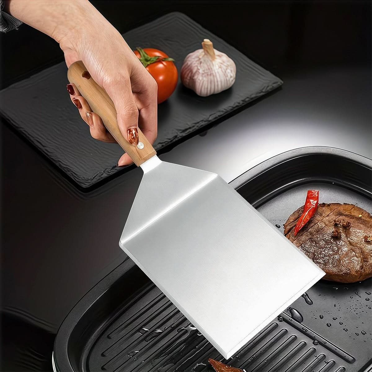 Ergonomic BBQ Turner Made of Sturdy Steel