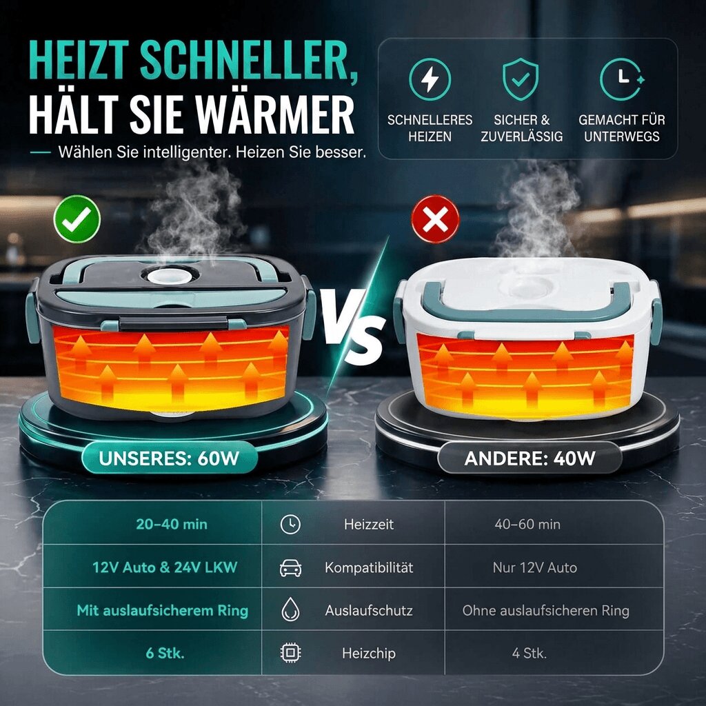 Portable Heated Lunch Container for On-the-Go Meals