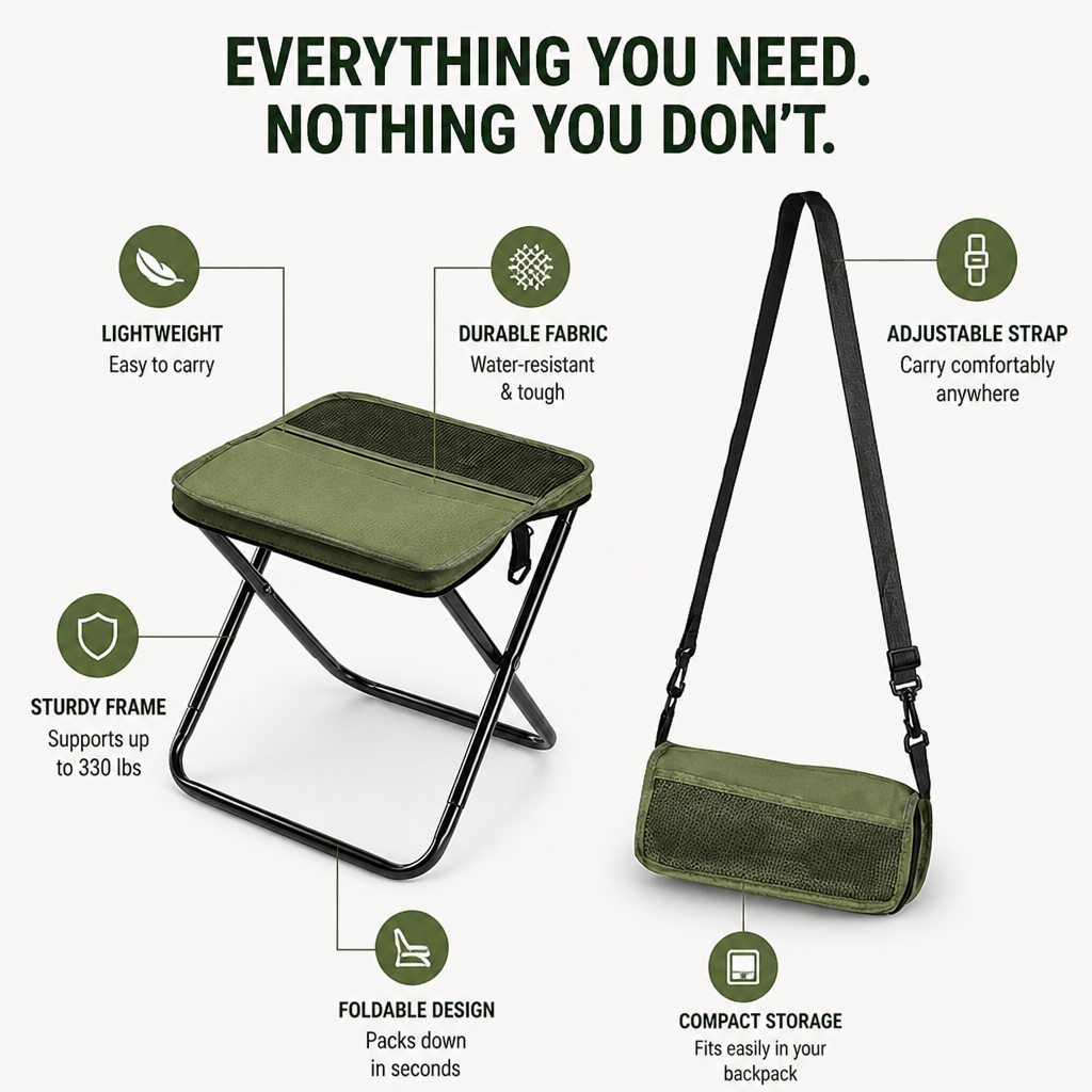 TrailNest™ Portable Seat — Adventure-Ready Comfort That Moves as Light as You Do