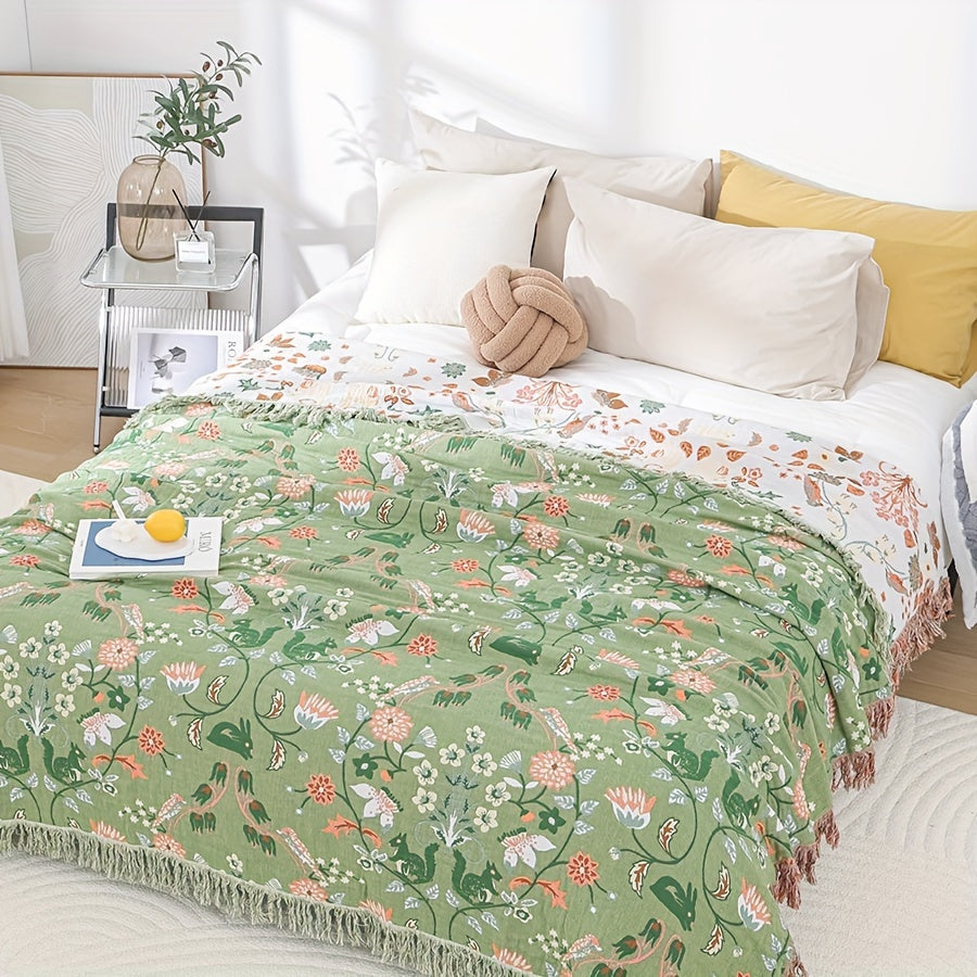 BreezyTwist – Dual-Sided Cotton Chiffon Bed Cover for Year-Round Relaxation