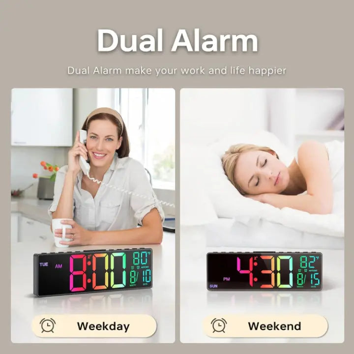 Oversized Digital Wall Clock with RGB Lighting