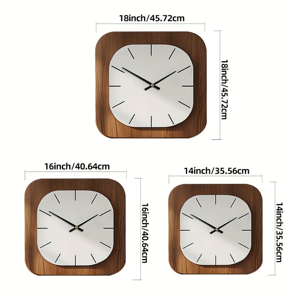Vintage Square Wall Clock in Wood Finish