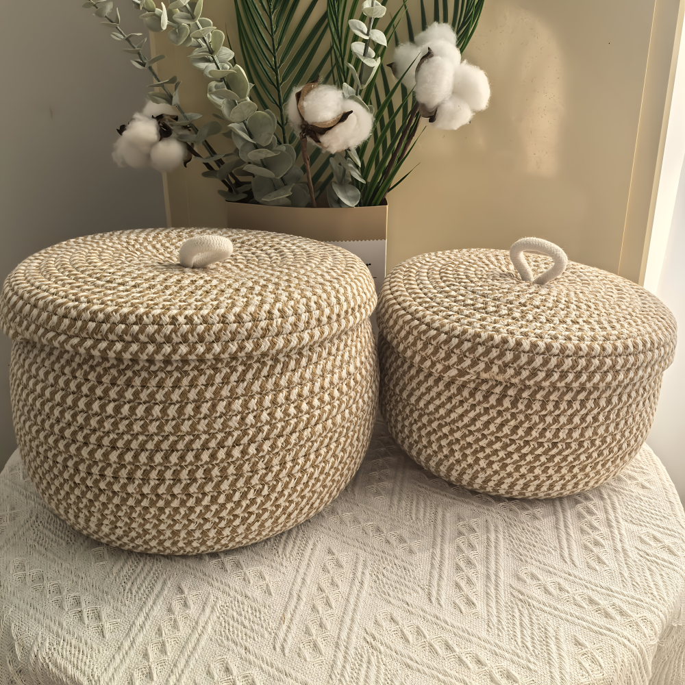 Handwoven Storage Basket | Round Wicker Basket | Boho Vibes | CasaWeave