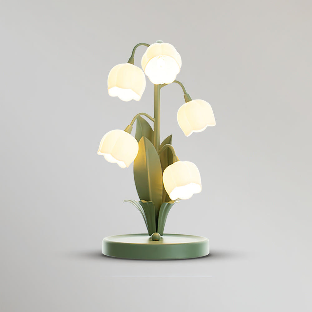 Table lamp featuring a bell orchid