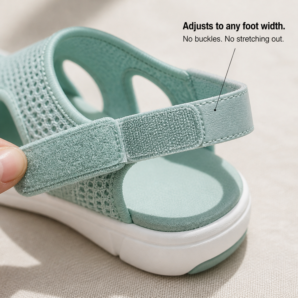 AeroLuxe™ – Padded Mesh Slingback Sandals with Velcro Closure