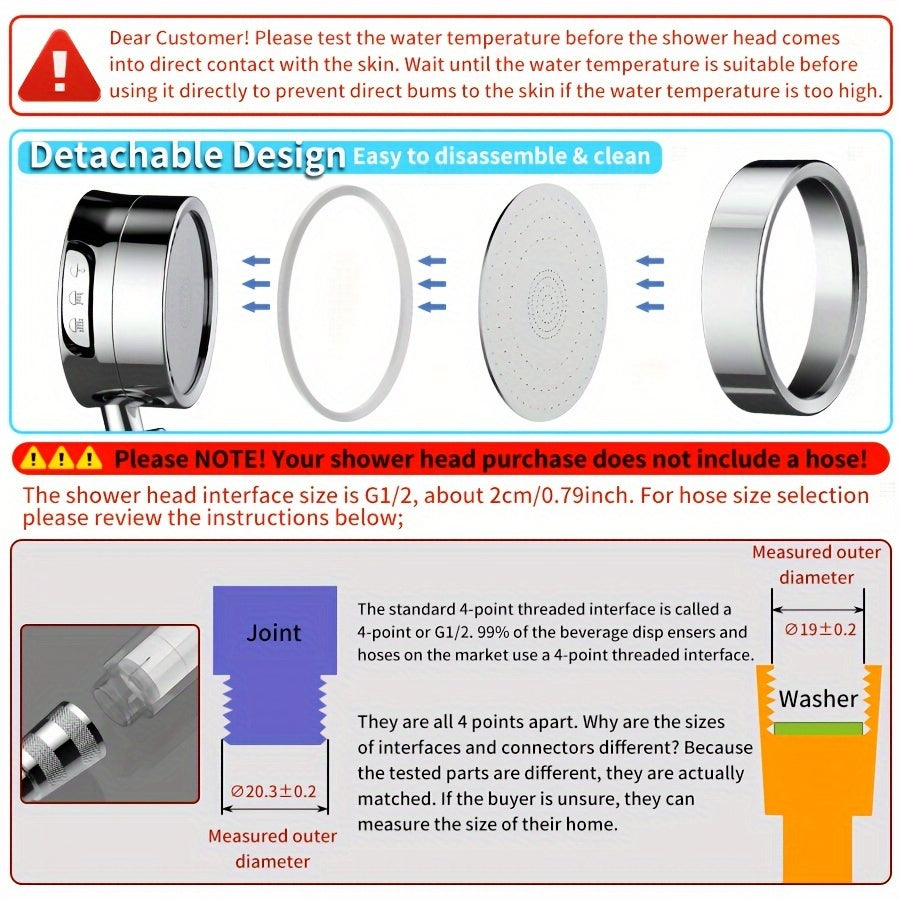 AquaBliss – Versatile High-Pressure Shower Head with 3 Spray Options