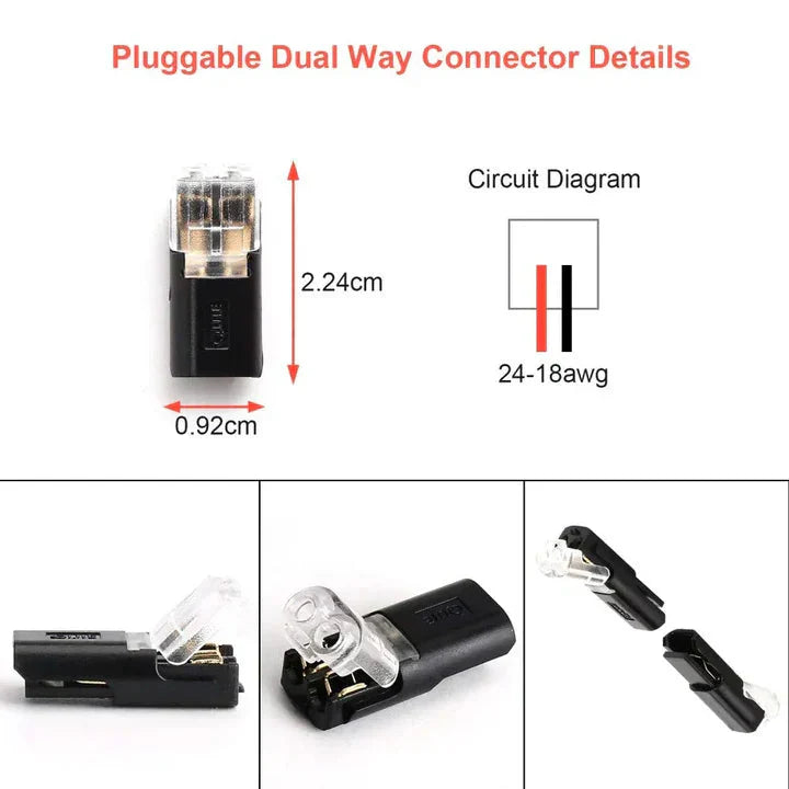 50-Pack Plug-In Connectors for 2-Pole Cables – No Stripping Needed