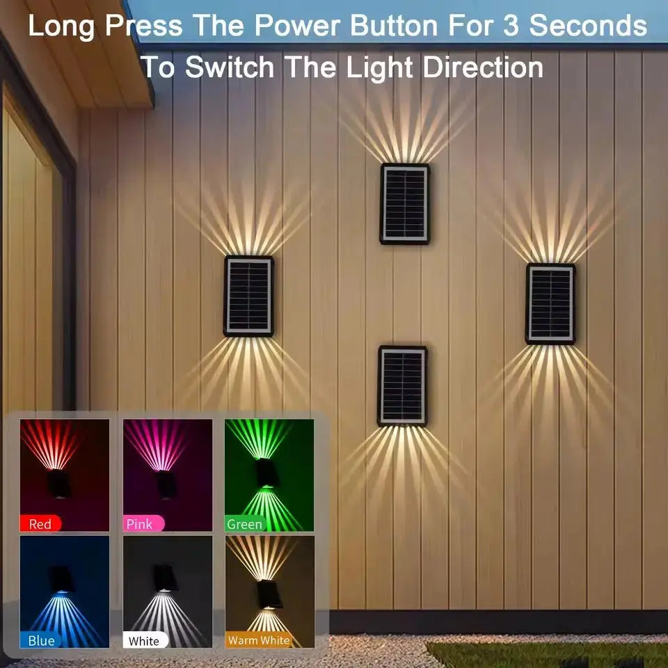 Solar Outdoor Wall Light with Warm White & RGB – Wireless and Automatic