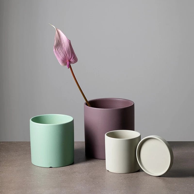 Flower Planter | Matte Texture | Features Drainage Hole and Saucer | Nordic Style Pot