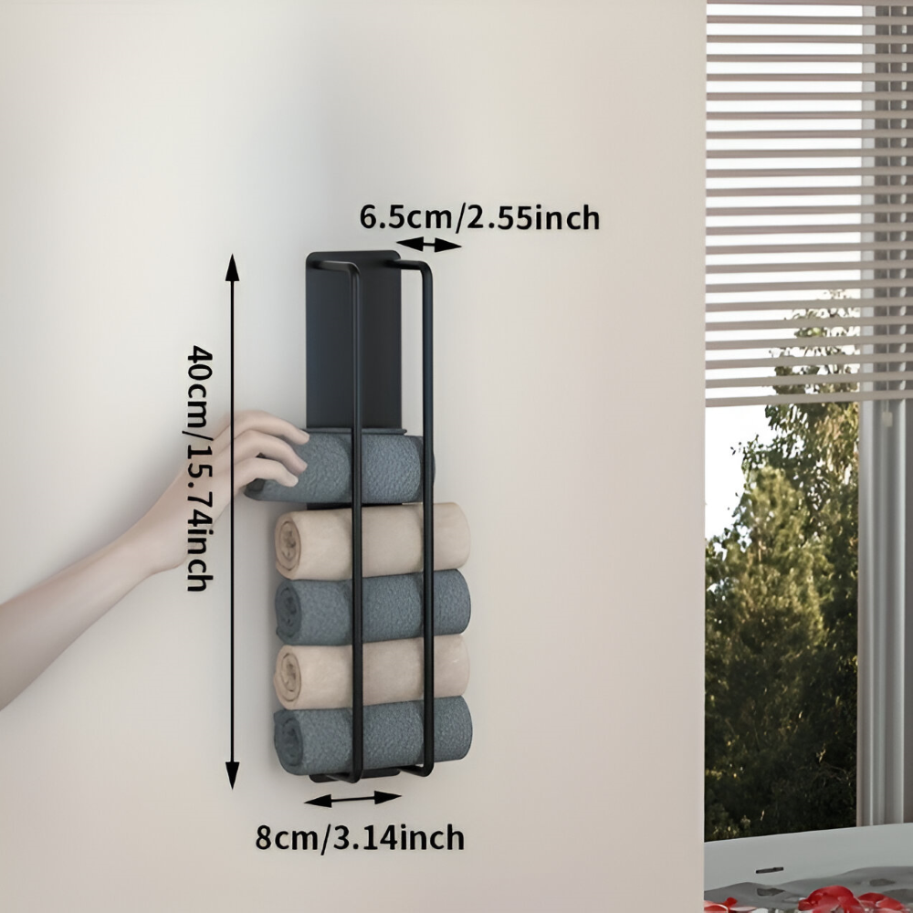 Towel Rack | Vertical Wall Organizer | Open Wire Basket | TowelStack